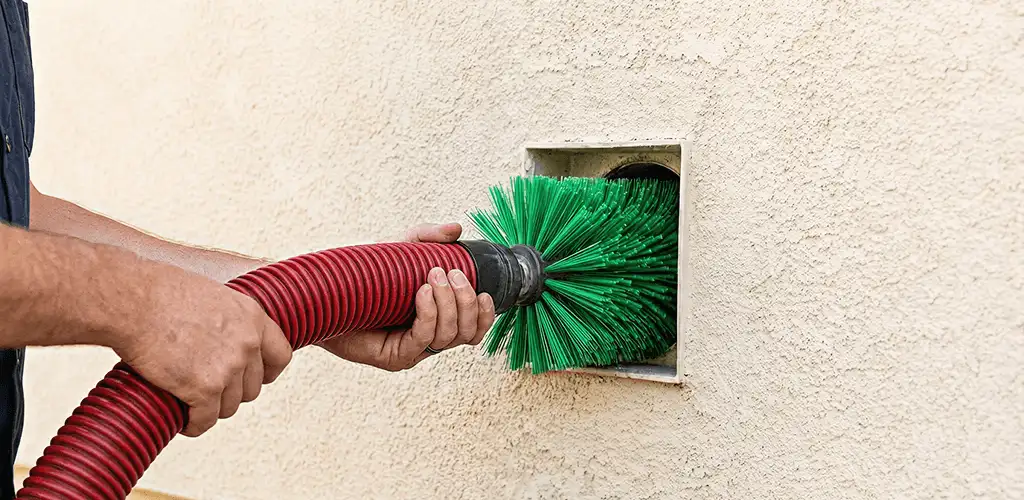 Air duct cleaning brush removing debris from a vent opening in Reno, NV
