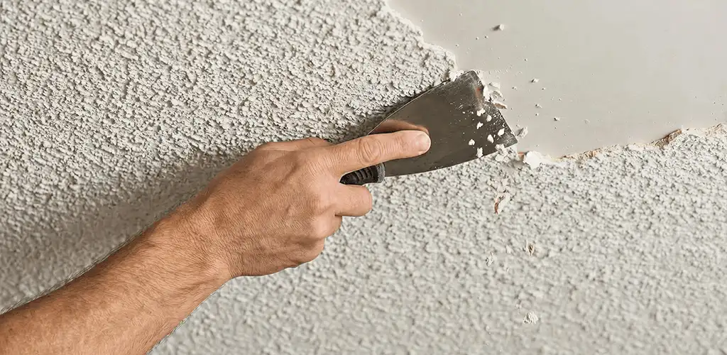 Popcorn ceiling removal scraping off textured ceiling finish in Reno, NV
