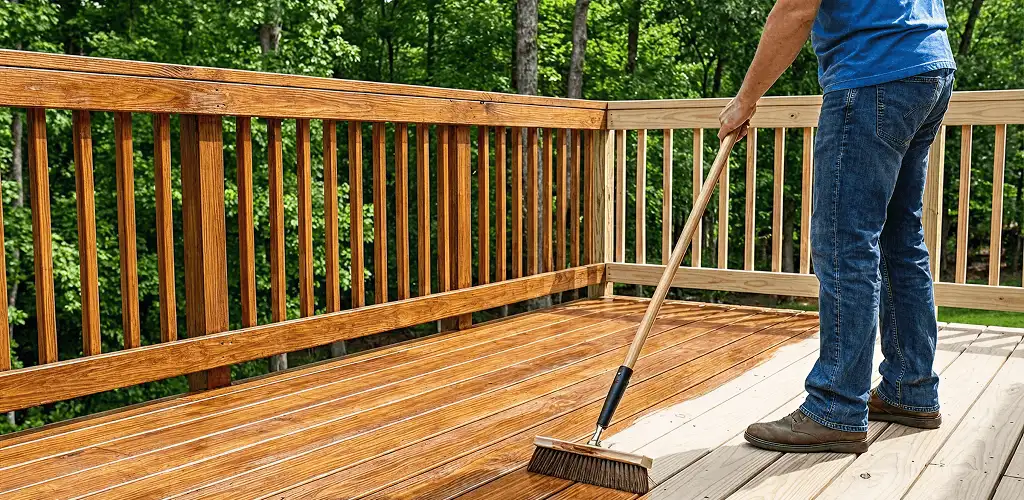 Deck staining and sealing application on a wood deck in Reno, NV